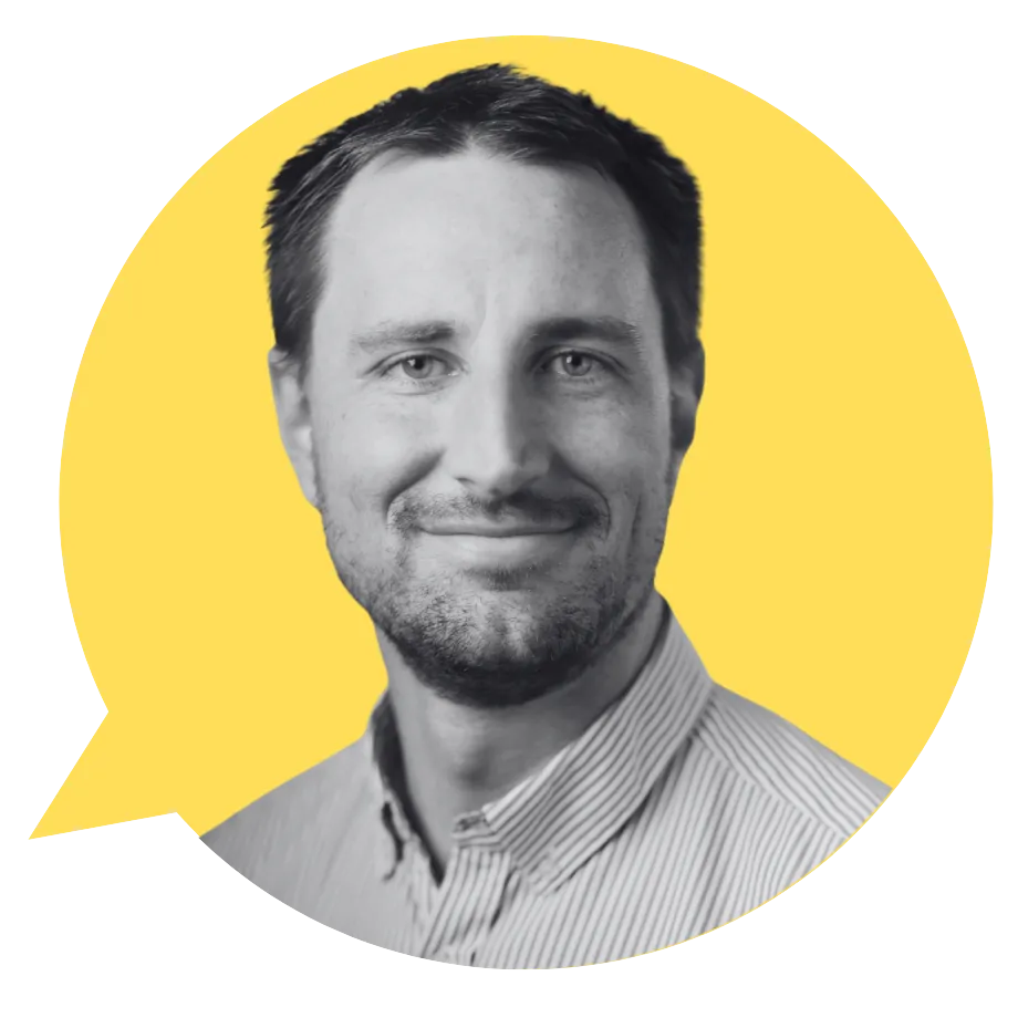 Portrait of Alex Golding in a Prime Perspectives speech bubble