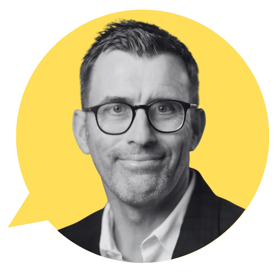 Portrait of Greg Dennis in a Prime Perspectives speech bubble