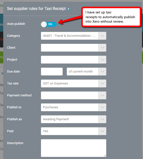 Xero supplier rules set to publish taxi receipts without review
